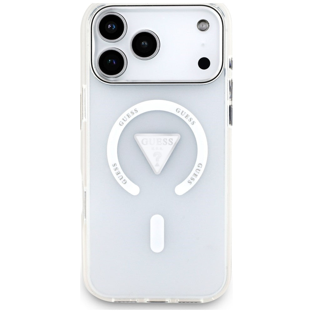 Husa MagSafe pentru Apple iPhone 18 Pro Max / 17 Pro Max, Guess, IML Gradient Triangle Logo, Transparenta