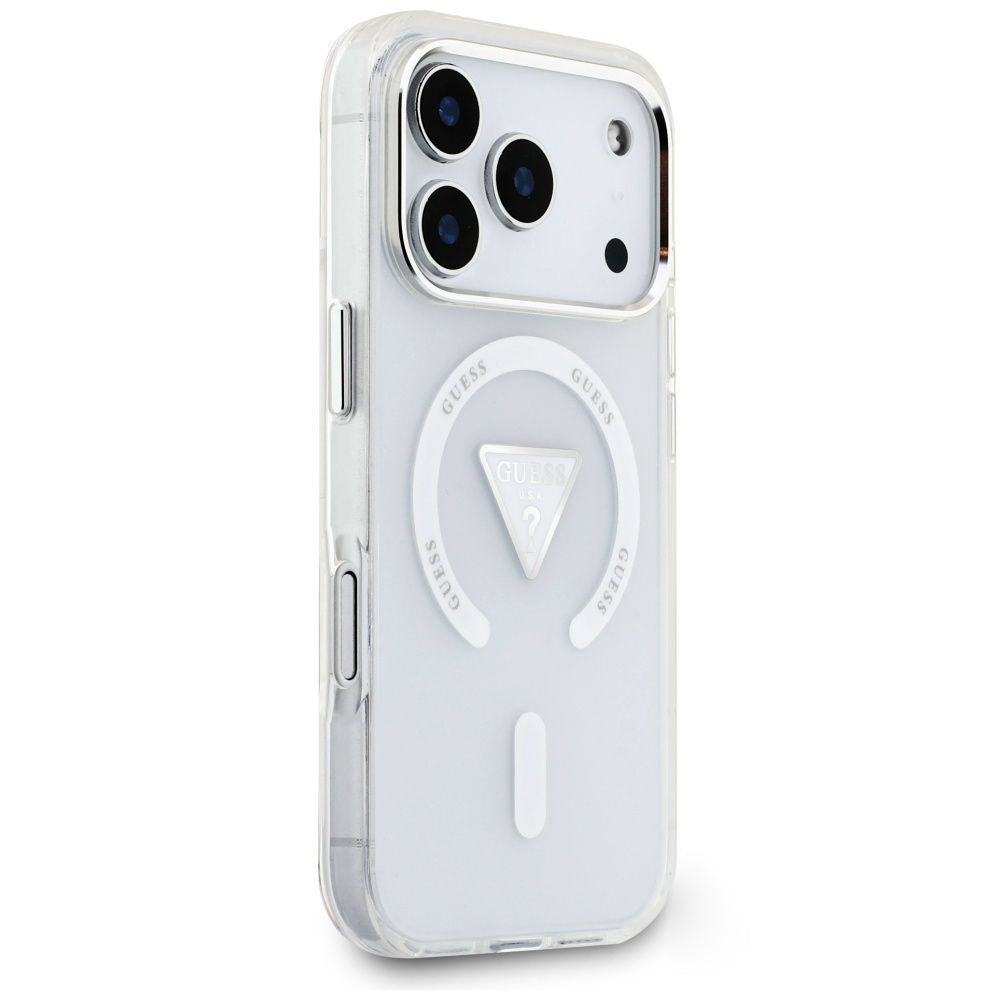 Husa MagSafe pentru Apple iPhone 18 Pro Max / 17 Pro Max, Guess, IML Gradient Triangle Logo, Transparenta