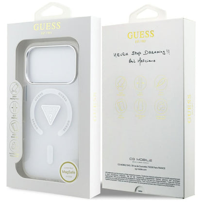 Husa MagSafe pentru Apple iPhone 18 Pro Max / 17 Pro Max, Guess, IML Gradient Triangle Logo, Transparenta