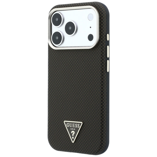 Husa MagSafe pentru Apple iPhone 18 Pro Max / 17 Pro Max, Guess, Kevlar Triangle Logo, Maro