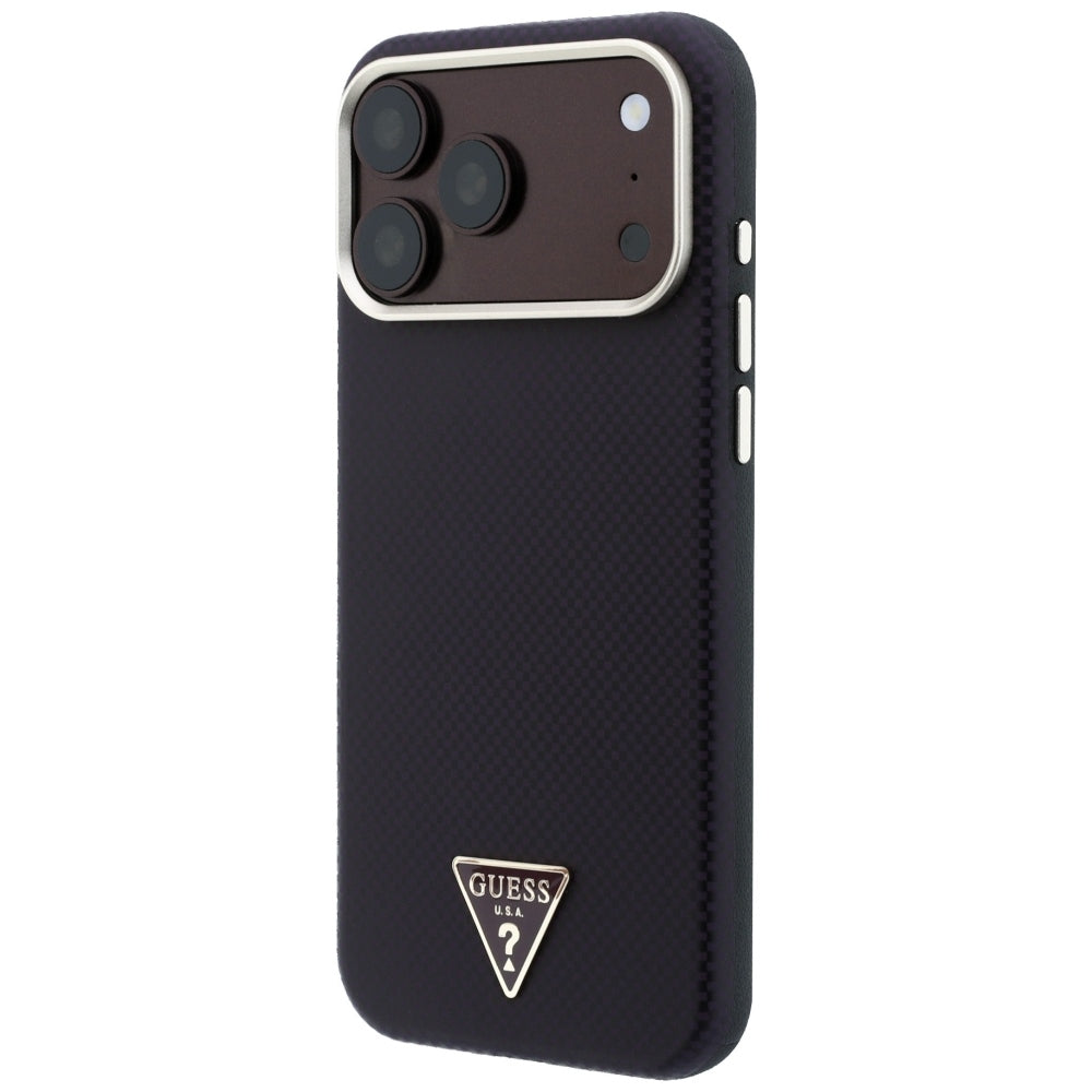 Husa MagSafe pentru Apple iPhone 18 Pro Max / 17 Pro Max, Guess, Kevlar Triangle Logo, Visinie
