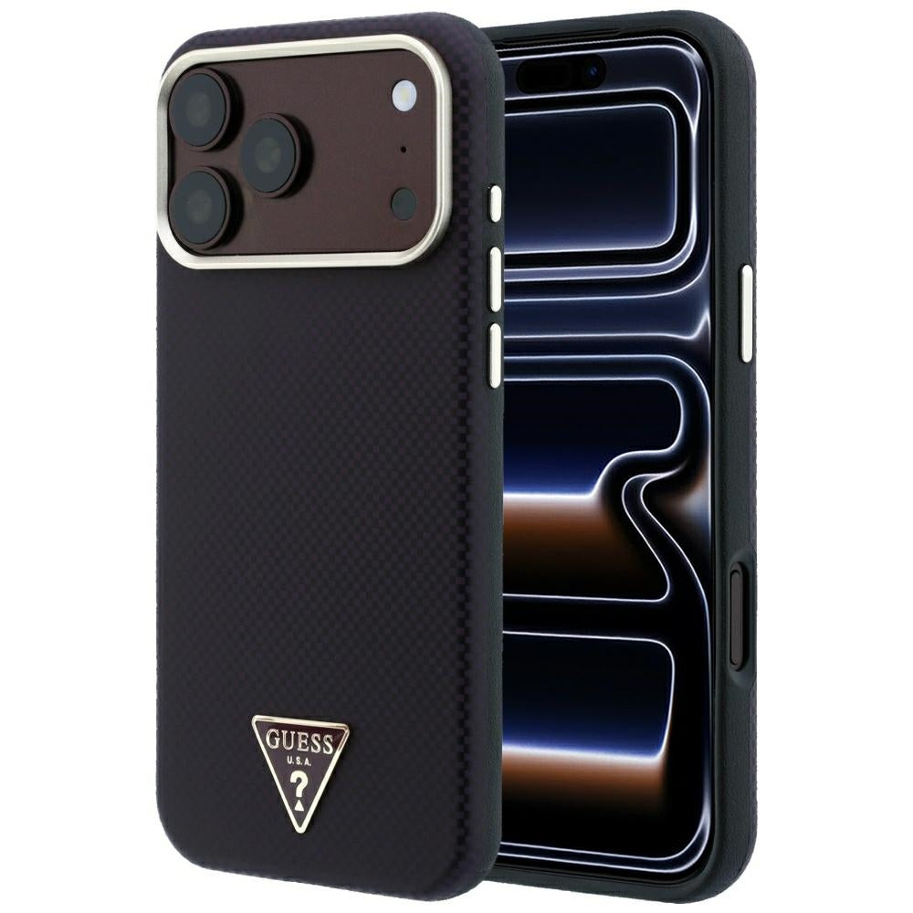 Husa MagSafe pentru Apple iPhone 18 Pro Max / 17 Pro Max, Guess, Kevlar Triangle Logo, Visinie