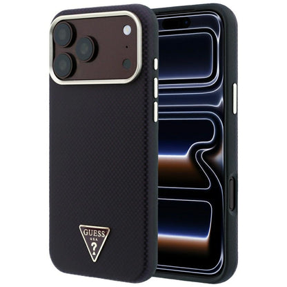 Husa MagSafe pentru Apple iPhone 18 Pro Max / 17 Pro Max, Guess, Kevlar Triangle Logo, Visinie