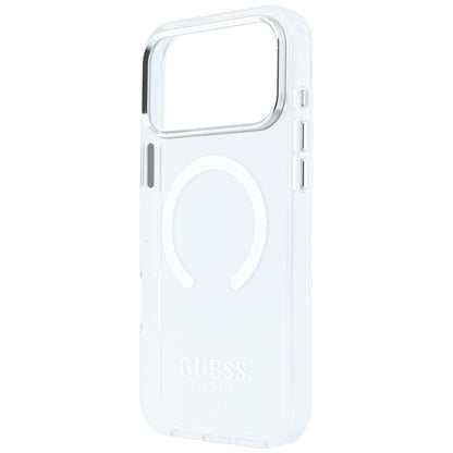 Husa MagSafe pentru Apple iPhone 18 Pro Max / 17 Pro Max, Guess, Metal Outline, Argintie