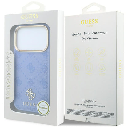 Husa MagSafe pentru Apple iPhone 18 Pro Max / 17 Pro Max, Guess, Peony 4G Small Logo, Bleu