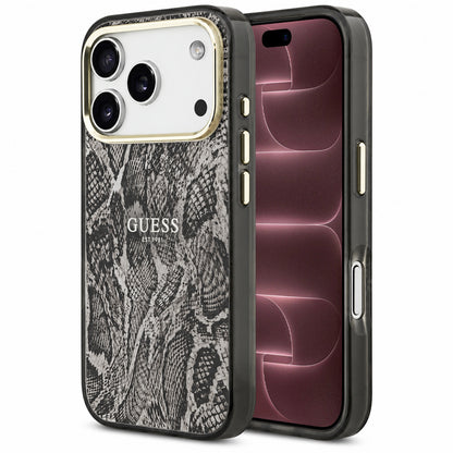 Husa MagSafe pentru Apple iPhone 18 Pro Max / 17 Pro Max, Guess, Python Pattern, Neagra