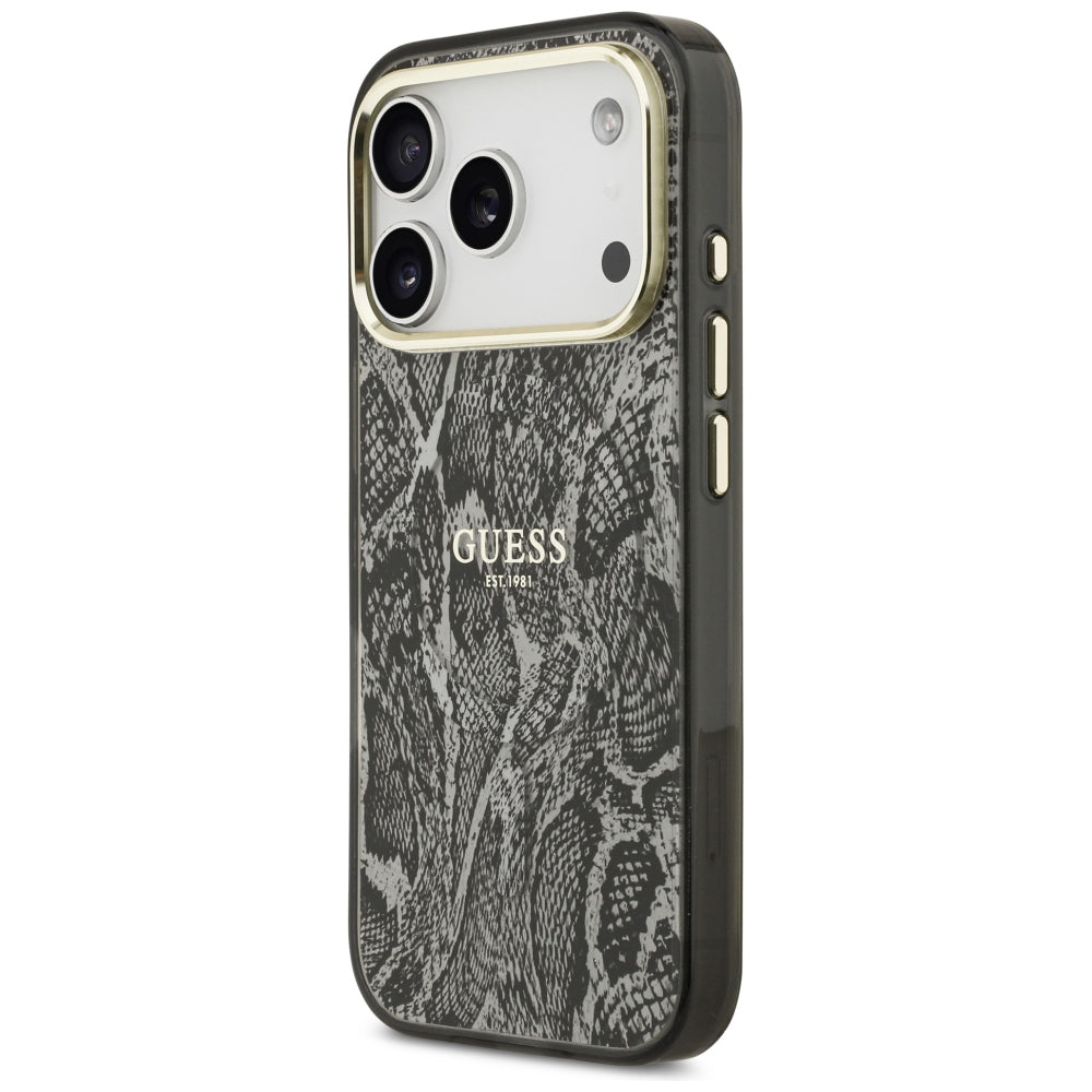 Husa MagSafe pentru Apple iPhone 18 Pro Max / 17 Pro Max, Guess, Python Pattern, Neagra