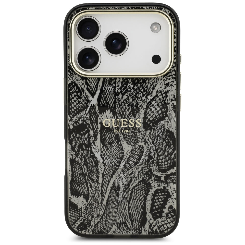 Husa MagSafe pentru Apple iPhone 18 Pro Max / 17 Pro Max, Guess, Python Pattern, Neagra