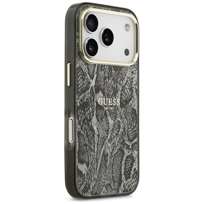 Husa MagSafe pentru Apple iPhone 18 Pro Max / 17 Pro Max, Guess, Python Pattern, Neagra