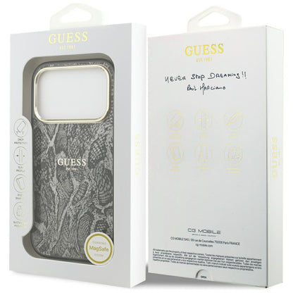 Husa MagSafe pentru Apple iPhone 18 Pro Max / 17 Pro Max, Guess, Python Pattern, Neagra