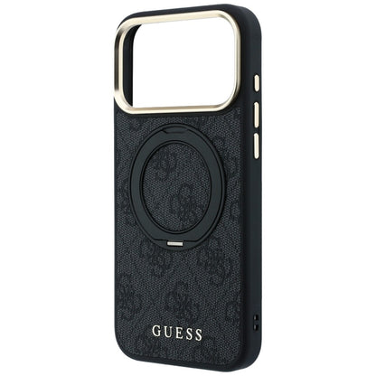 Husa MagSafe pentru Apple iPhone 18 Pro Max / 17 Pro Max, Guess, Ring Stand Classic Logo, Neagra