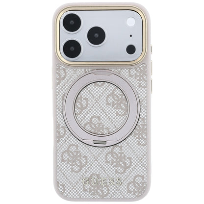 Husa MagSafe pentru Apple iPhone 18 Pro Max / 17 Pro Max, Guess, Ring Stand Classic Logo, Roz
