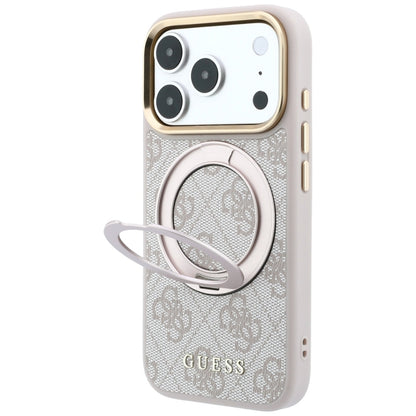 Husa MagSafe pentru Apple iPhone 18 Pro Max / 17 Pro Max, Guess, Ring Stand Classic Logo, Roz