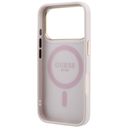 Husa MagSafe pentru Apple iPhone 18 Pro Max / 17 Pro Max, Guess, Ring Stand Classic Logo, Roz