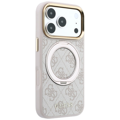 Husa MagSafe pentru Apple iPhone 18 Pro Max / 17 Pro Max, Guess, Ring Stand Classic Logo, Roz