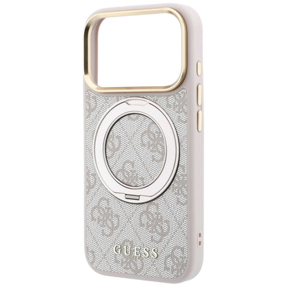 Husa MagSafe pentru Apple iPhone 18 Pro Max / 17 Pro Max, Guess, Ring Stand Classic Logo, Roz