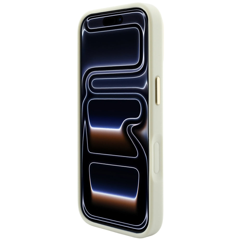 Husa MagSafe pentru Apple iPhone 18 Pro Max / 17 Pro Max, Guess, Saffiano Peony Hot Stamp, Bej