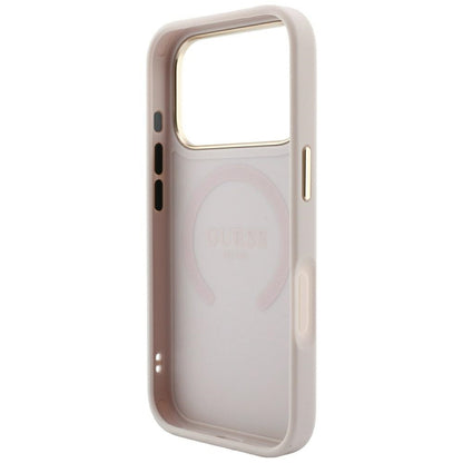 Husa MagSafe pentru Apple iPhone 18 Pro Max / 17 Pro Max, Guess, Saffiano Peony Ring, Roz