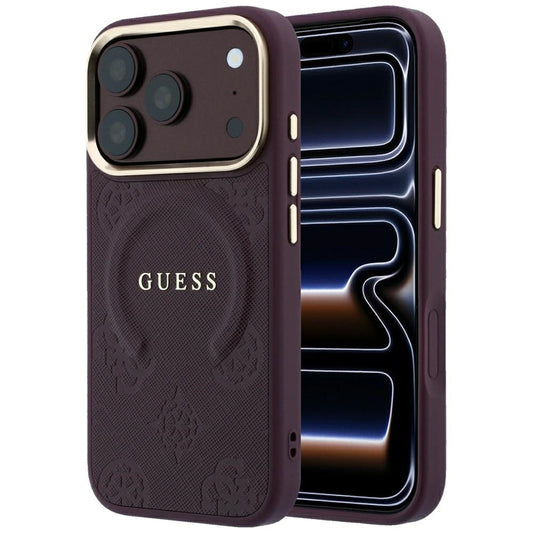 Husa MagSafe pentru Apple iPhone 18 Pro Max / 17 Pro Max, Guess, Saffiano Peony Ring, Visinie