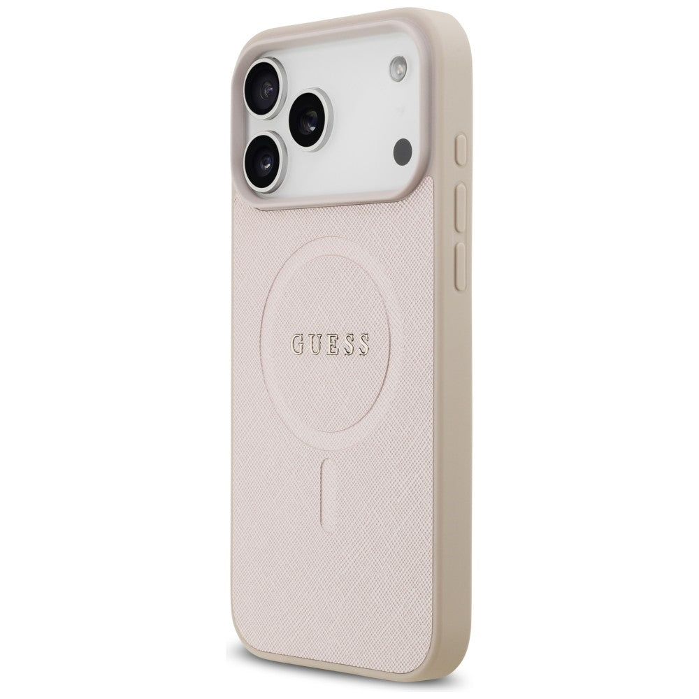 Husa MagSafe pentru Apple iPhone 18 Pro Max / 17 Pro Max, Guess, Saffiano, Roz