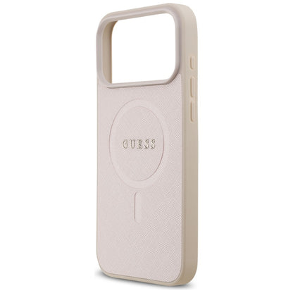 Husa MagSafe pentru Apple iPhone 18 Pro Max / 17 Pro Max, Guess, Saffiano, Roz