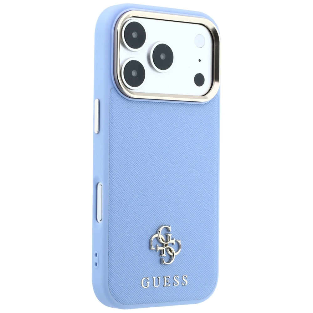 Husa MagSafe pentru Apple iPhone 18 Pro Max / 17 Pro Max, Guess, Saffiano Small 4G Classic, Bleu