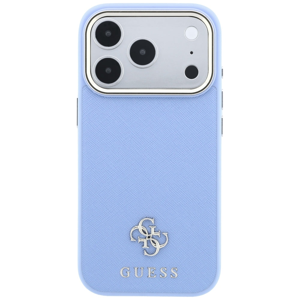 Husa MagSafe pentru Apple iPhone 18 Pro Max / 17 Pro Max, Guess, Saffiano Small 4G Classic, Bleu