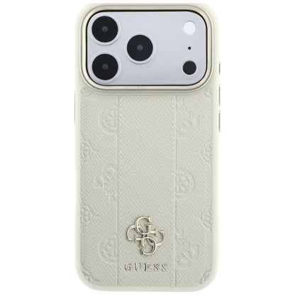 Husa MagSafe pentru Apple iPhone 18 Pro Max / 17 Pro Max, Guess, Stripe Peony 4G, Bej