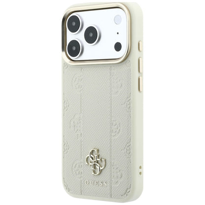 Husa MagSafe pentru Apple iPhone 18 Pro Max / 17 Pro Max, Guess, Stripe Peony 4G, Bej