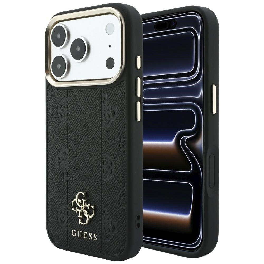Husa MagSafe pentru Apple iPhone 18 Pro Max / 17 Pro Max, Guess, Stripe Peony 4G, Neagra