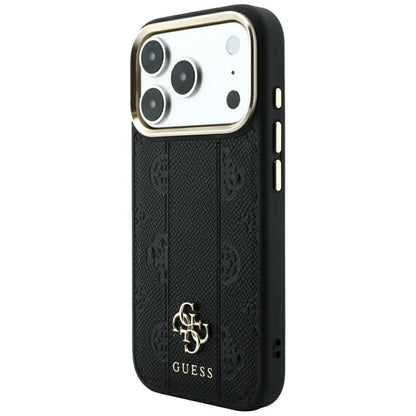 Husa MagSafe pentru Apple iPhone 18 Pro Max / 17 Pro Max, Guess, Stripe Peony 4G, Neagra