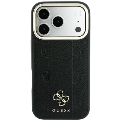 Husa MagSafe pentru Apple iPhone 18 Pro Max / 17 Pro Max, Guess, Stripe Peony 4G, Neagra