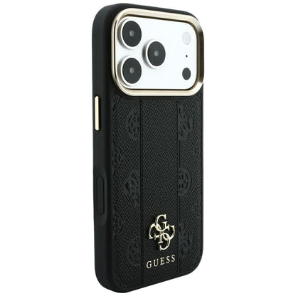 Husa MagSafe pentru Apple iPhone 18 Pro Max / 17 Pro Max, Guess, Stripe Peony 4G, Neagra