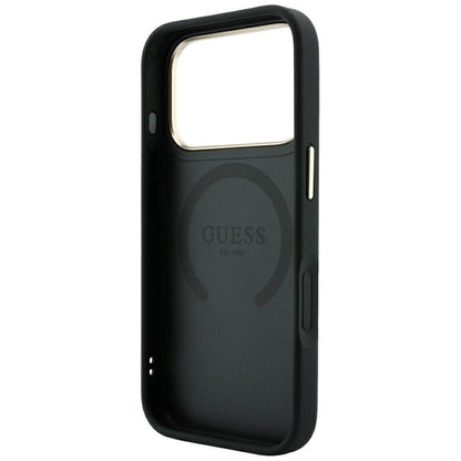Husa MagSafe pentru Apple iPhone 18 Pro Max / 17 Pro Max, Guess, Stripe Peony 4G, Neagra