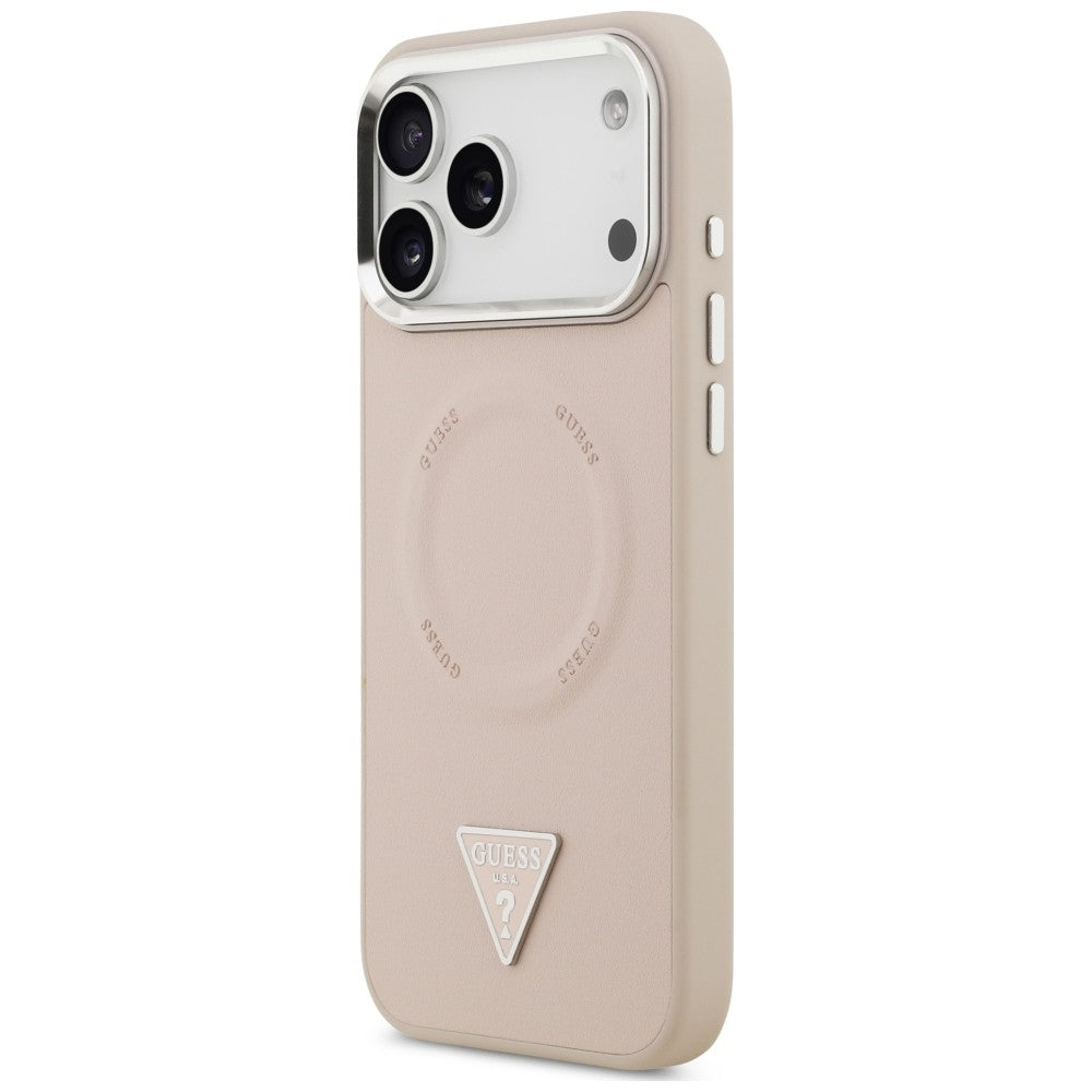 Husa MagSafe pentru Apple iPhone 18 Pro Max / 17 Pro Max, Guess, Triangle Logo, Roz