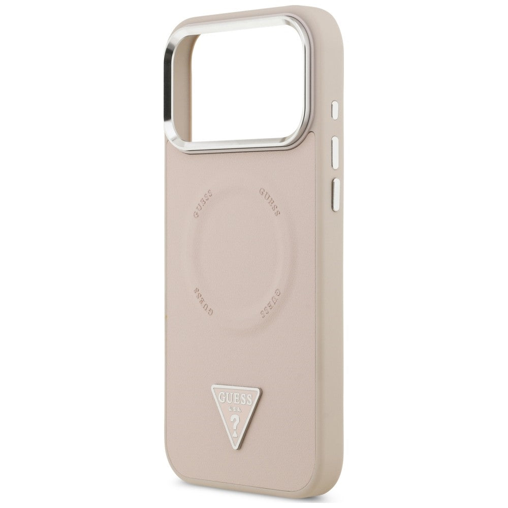 Husa MagSafe pentru Apple iPhone 18 Pro Max / 17 Pro Max, Guess, Triangle Logo, Roz