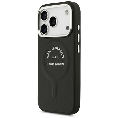 Husa MagSafe pentru Apple iPhone 18 Pro Max / 17 Pro Max, Karl Lagerfeld, EMB. Ring Karl RSG Logo, Neagra