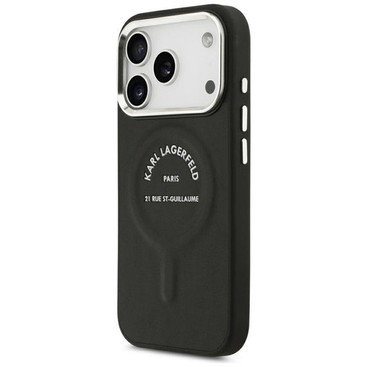 Husa MagSafe pentru Apple iPhone 18 Pro Max / 17 Pro Max, Karl Lagerfeld, EMB. Ring Karl RSG Logo, Neagra