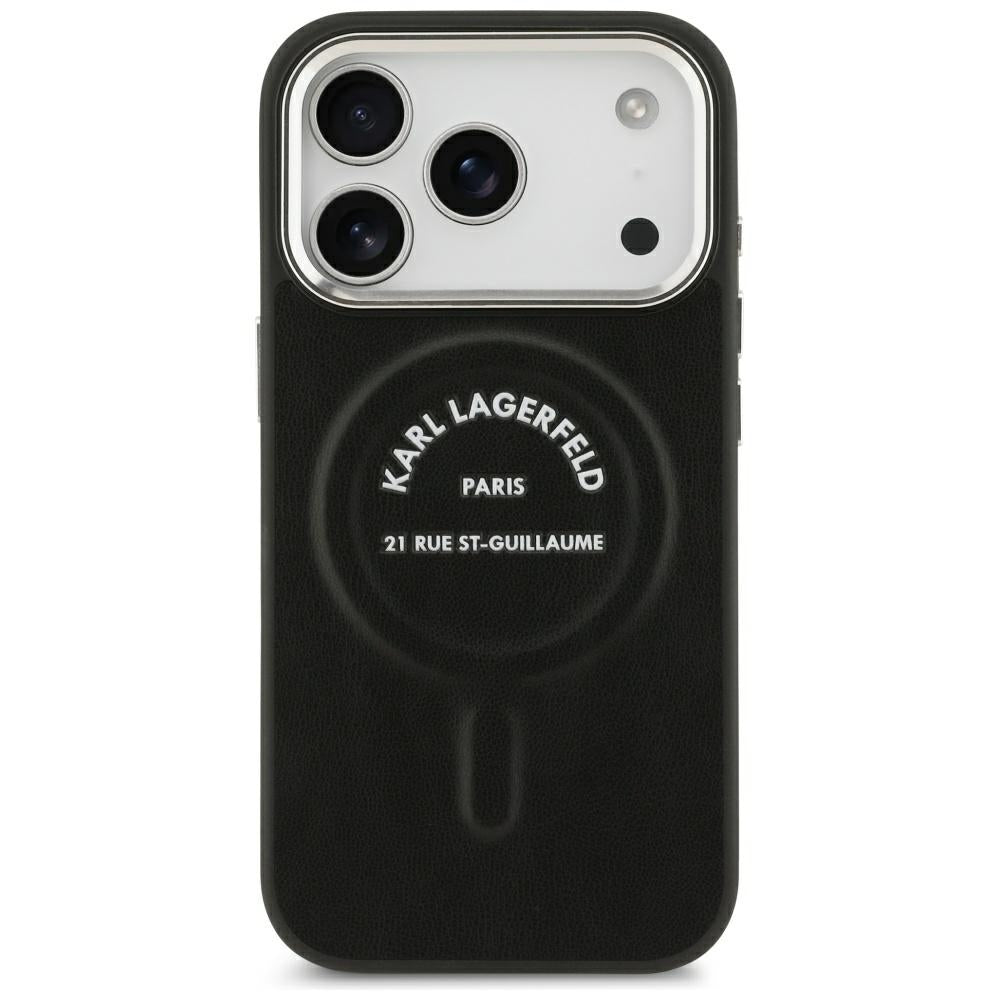 Husa MagSafe pentru Apple iPhone 18 Pro Max / 17 Pro Max, Karl Lagerfeld, EMB. Ring Karl RSG Logo, Neagra