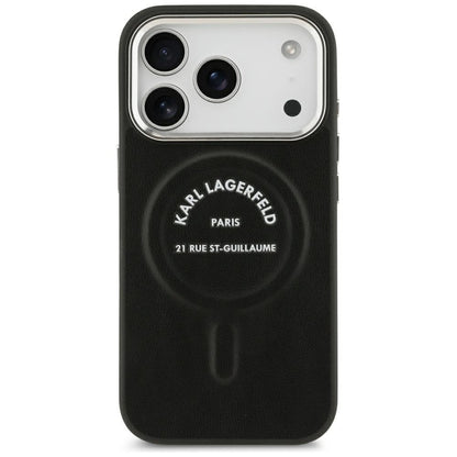 Husa MagSafe pentru Apple iPhone 18 Pro Max / 17 Pro Max, Karl Lagerfeld, EMB. Ring Karl RSG Logo, Neagra