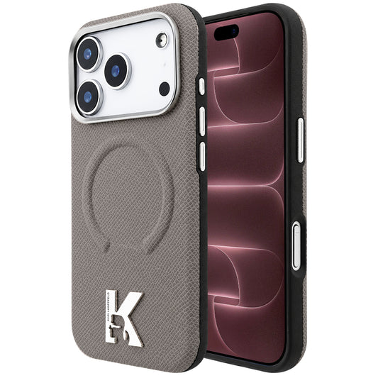 Husa MagSafe pentru Apple iPhone 18 Pro Max / 17 Pro Max, Karl Lagerfeld, Grained Embossed Ring , Bej