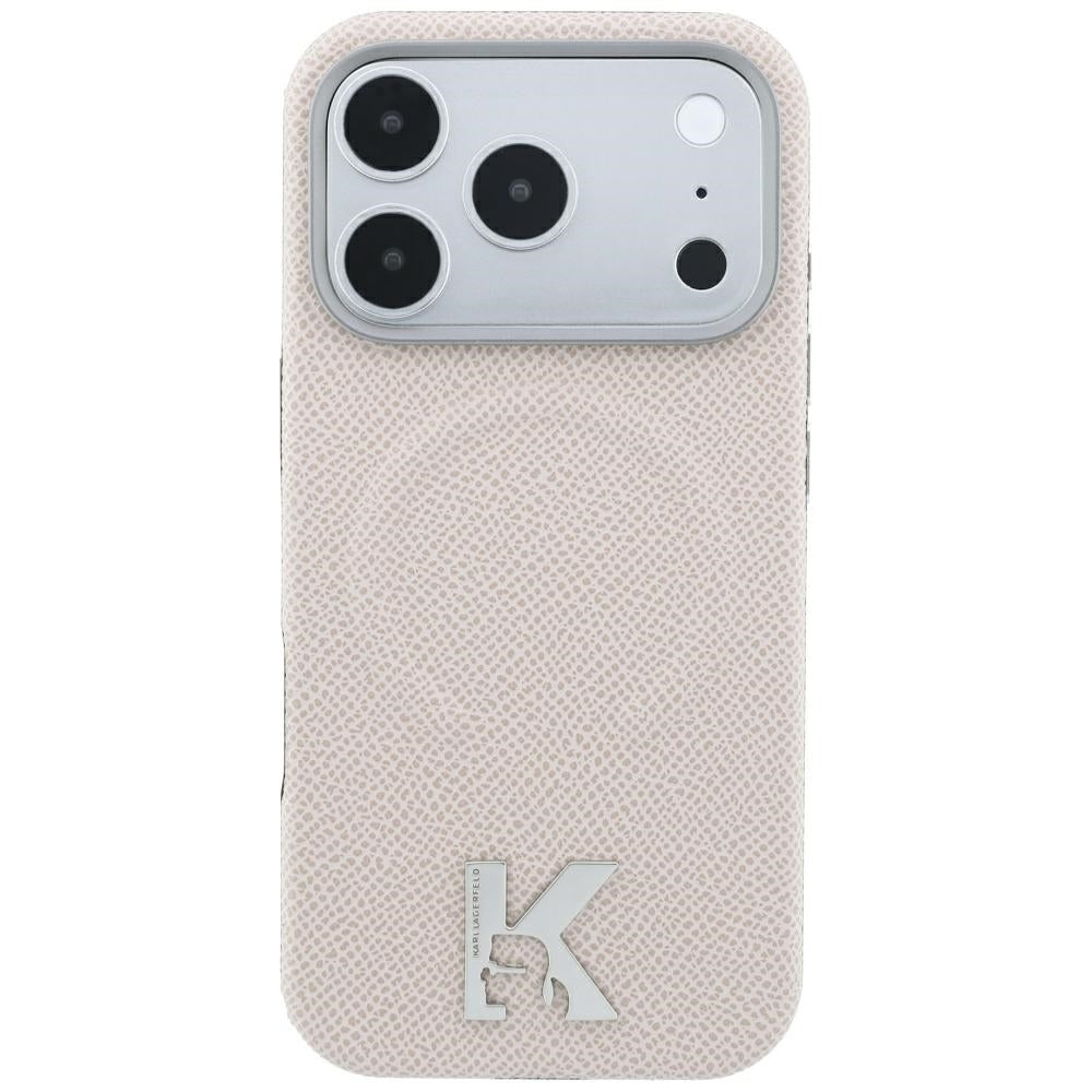 Husa MagSafe pentru Apple iPhone 18 Pro Max / 17 Pro Max, Karl Lagerfeld, Grained Embossed Ring , Bej