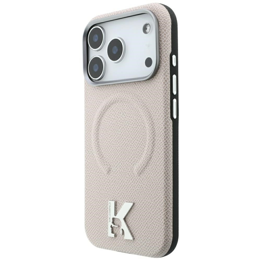 Husa MagSafe pentru Apple iPhone 18 Pro Max / 17 Pro Max, Karl Lagerfeld, Grained Embossed Ring , Bej