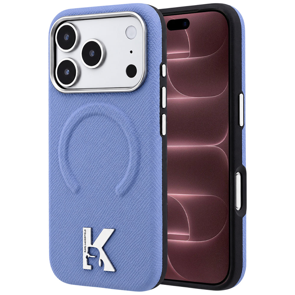 Husa MagSafe pentru Apple iPhone 18 Pro Max / 17 Pro Max, Karl Lagerfeld, Grained Embossed Ring , Bleu