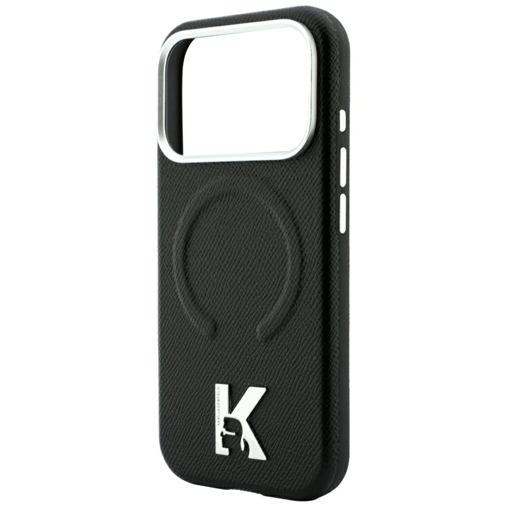 Husa MagSafe pentru Apple iPhone 18 Pro Max / 17 Pro Max, Karl Lagerfeld, Grained Embossed Ring , Neagra
