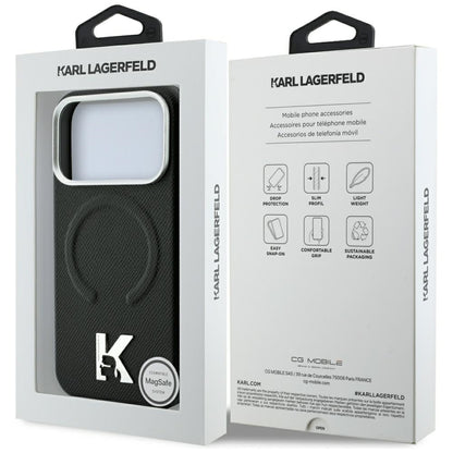 Husa MagSafe pentru Apple iPhone 18 Pro Max / 17 Pro Max, Karl Lagerfeld, Grained Embossed Ring , Neagra