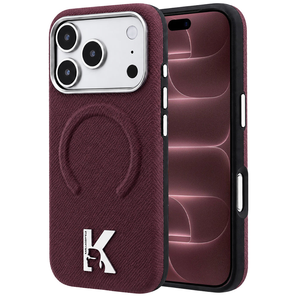 Husa MagSafe pentru Apple iPhone 18 Pro Max / 17 Pro Max, Karl Lagerfeld, Grained Embossed Ring , Visinie