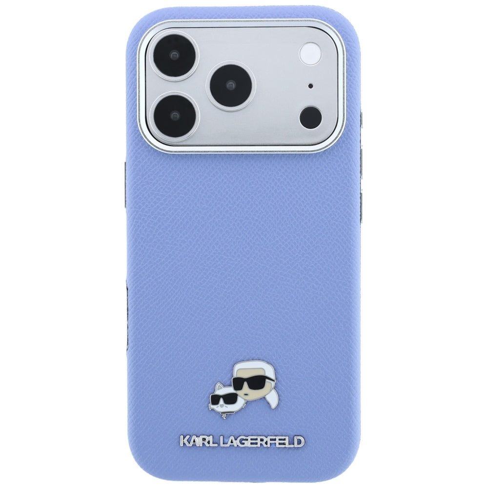 Husa MagSafe pentru Apple iPhone 18 Pro Max / 17 Pro Max, Karl Lagerfeld, Grained Karl & Choupette Head's Metal, Bleu