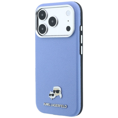 Husa MagSafe pentru Apple iPhone 18 Pro Max / 17 Pro Max, Karl Lagerfeld, Grained Karl & Choupette Head's Metal, Bleu