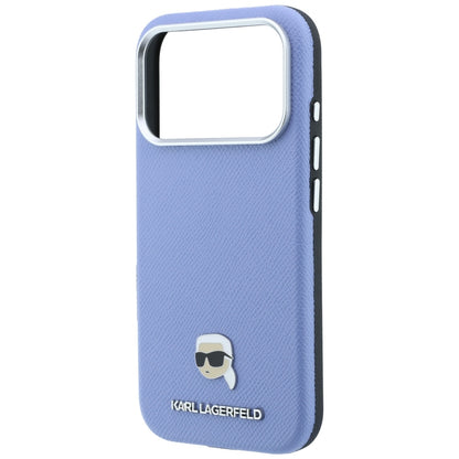 Husa MagSafe pentru Apple iPhone 18 Pro Max / 17 Pro Max, Karl Lagerfeld, Grained Karl Head's Metal, Bleu
